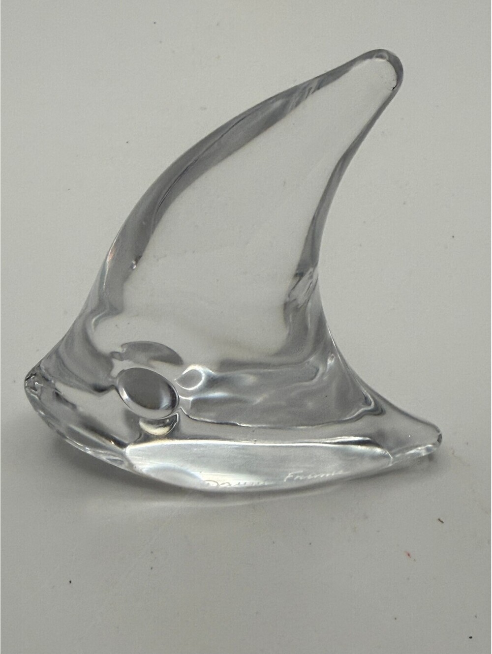 Daum France Crystal Fish Figurine Signed Clear Art Glass Sculpture